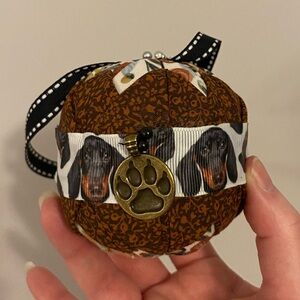 Brown and Black Dog Dachshund Handmade Quilted Holiday Ornament